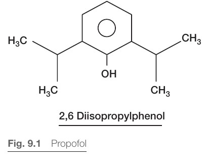 Strukturformel för propofol (SG2 Fig 9.1)